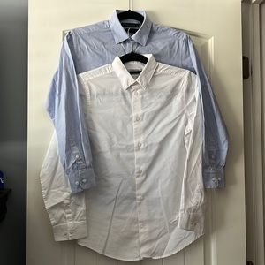 Calvin Klein White Slim & Marc New York Light Blue Skinnt Dress Shirts Size 16.